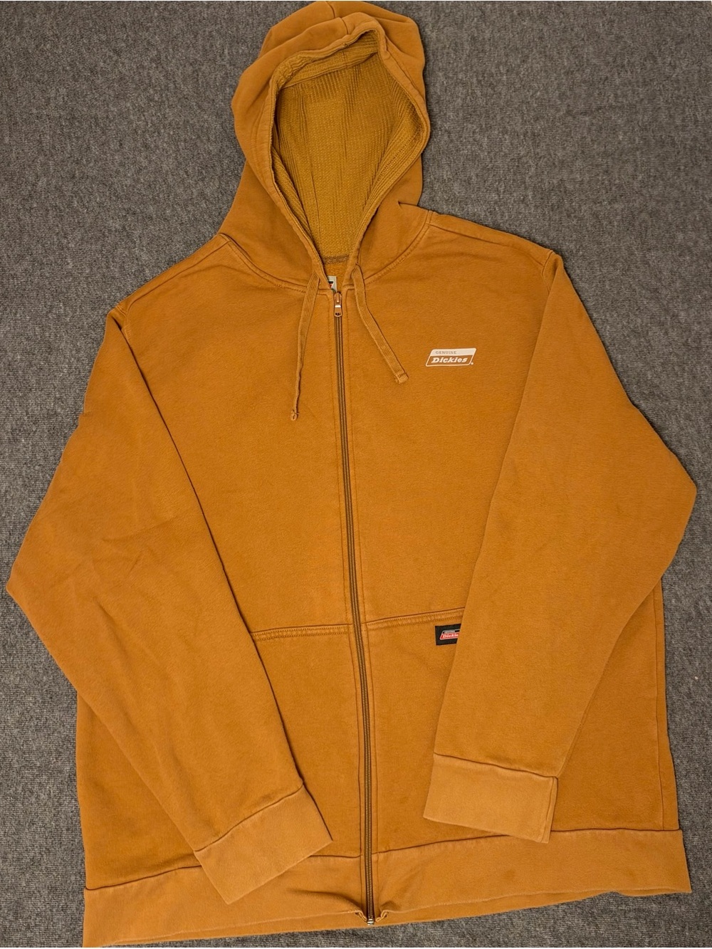 Dickies 2XL Full Zip Hoodie Brown Duck Workwear Fleece Lined Logo Sweatshirt